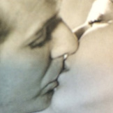 rephotographed found images of people kissing