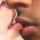 rephotographed found images of people kissing