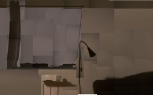 collaged photographs to reconstruct shadows in a room