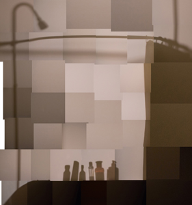 collaged photographs to reconstruct shadows in a room